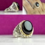 انگشتر عقیق یمنی مشکی اصل