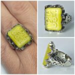 انگشتر عقیق زرد خطی