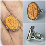 انگشتر عقیق پرتغالی خطی