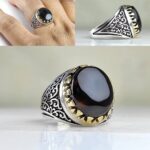 انگشتر عقیق یمنی مشکی اصل