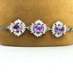 دستبند سه نگین آمتیست اصل