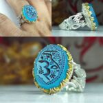 انگشتر عقیق آبی خراسانی حکاکی شده
