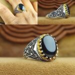 انگشتر عقیق یمنی مشکی اصل