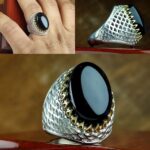 انگشتر عقیق یمنی مشکی اصل