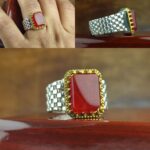 انگشتر عقیق سرخ چهار گوش اصل