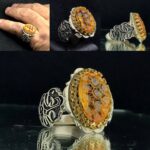 انگشتر سیترین طلایی تراش لانه زنبوری اصل