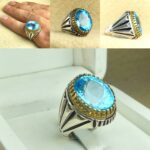 انگشتر توپاز آبی اصل