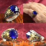 انگشتر یاقوت کبود اصل طرح عقرب