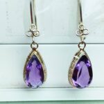 گوشواره زیبای آماتیس اصلی اشکی تراش