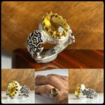 انگشتر سیترین طلایی لیزرکات