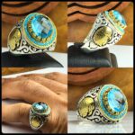 انگشتر توپاز آبی اصل