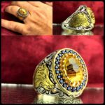 انگشتر سیترین طلایی اصل تراش لیزری