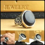 انگشتر عقیق یمنی مشکی اصل