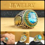 انگشتر توپاز آبی اصل