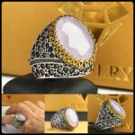 انگشتر عقیق یمنی یاسی الماس تراش اصل