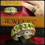 انگشتر حلقه ۹ نگین زبرجد اصل