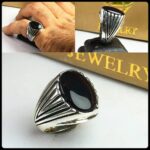 انگشتر عقیق یمنی مشکی اصل