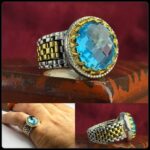 انگشتر توپاز آبی سوئیسی اصل