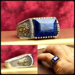 انگشتر یاقوت کبود چهارگوش اصل