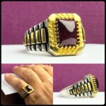 انگشتر گارنت چهارگوش اصل