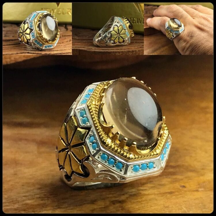 انگشتر کوارتز دودی اصل
