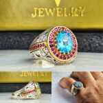 انگشتر توپاز آبی اصل