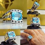 انگشتر توپاز آبی سوئیس اصل