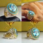 انگشتر توپاز آبی اصل سوییسی