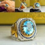 انگشتر توپاز آبی اصل