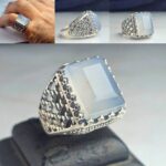 انگشتر عقیق کبود چهارگوش اصل