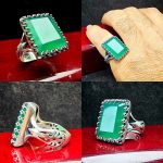 انگشتر عقیق سبز چهارگوش