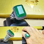 انگشتر عقیق سبز چهارگوش