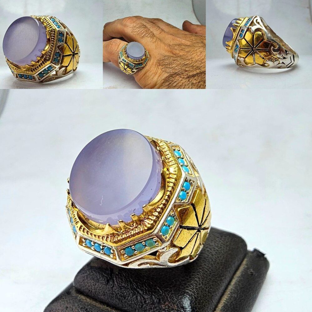 انگشتر عقیق یمنی کبود اصل