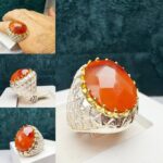 انگشتر عقیق یمنی اصل الماس تراش