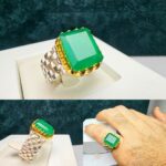 انگشتر عقیق سبز چهارگوش