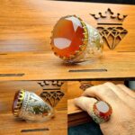 انگشتر عقیق یمنی الماس تراش اصل