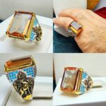 انگشتر  الکساندریت چهارگوش (زولتانایت)