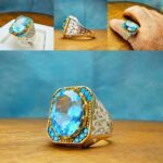 انگشتر توپاز آبی اصل