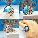 انگشتر توپاز آبی اصل