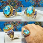 انگشتر توپاز آبی اصل
