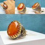 انگشتر عقیق یمنی الماس تراش اصل