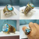 انگشتر توپاز آبی اصل