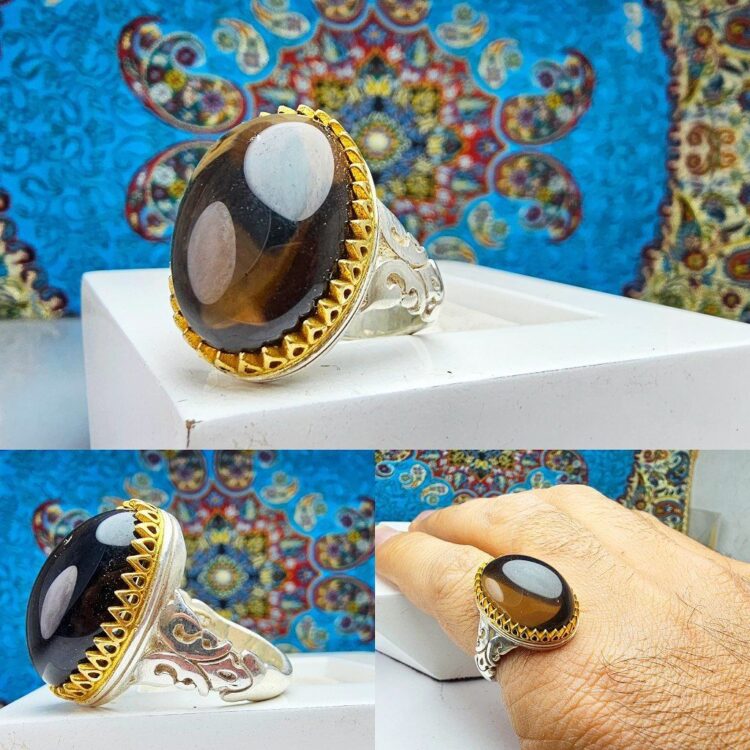 انگشتر کوارتز دودی اصل