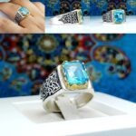 انگشتر توپاز سوئیسی اصل چهارگوش