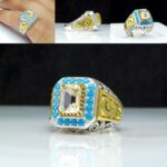 انگشتر سیترین اصل چهارگوش