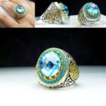 انگشتر توپاز سوئیسی اصلی فنسی تراش