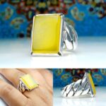 انگشتر عقیق زرد چهارگوش شرف الشمس