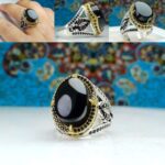 انگشتر عقیق یمن مشکی اصلی (جزع)