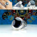 انگشتر عقیق یمن مشکی اصلی (جزع)