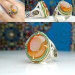 انگشتر عقیق یمن اصلی الماس تراش